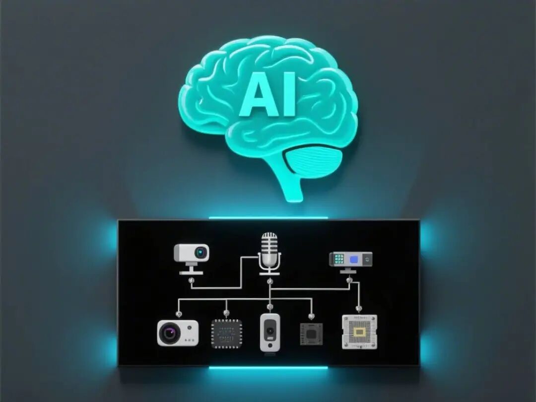 AI与音视频系统设计，现代商务风。主色调RGB(35,165,167)